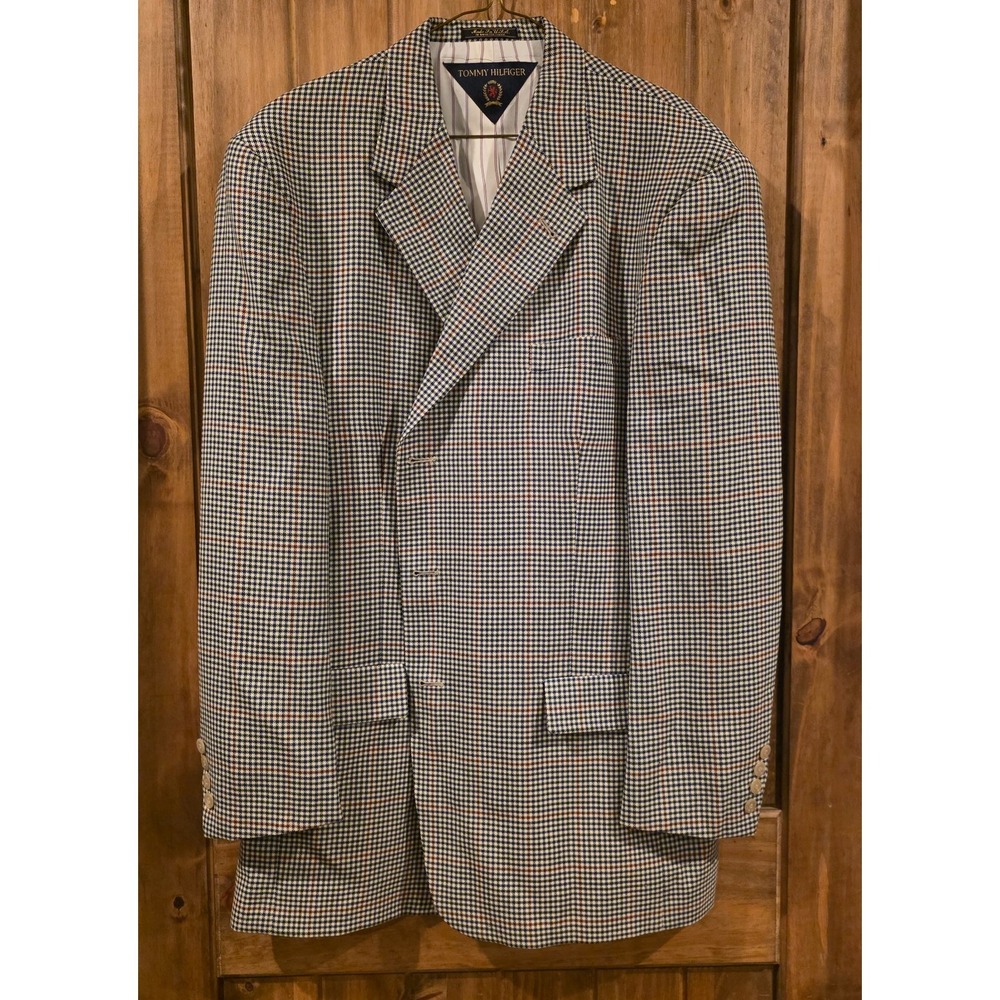 NWT Tommy Hilfiger Blazer Mens Size 46 Multicolor Houndstooth Sports Coat Jacket